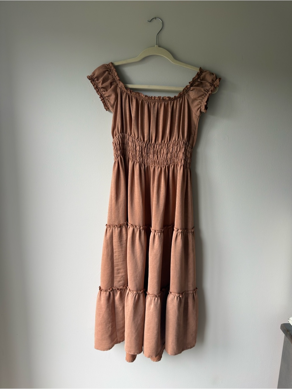 Forever 21 Rust-Toned Smocked Tiered Midi Dress - Picture 2 of 6